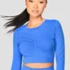 Evolve Seamless Crop - Egyptian Blue -MONTIREX CLOHTING SALE EVOLVE CORE SEAMLESS LS CROP Egyptian Blue close front