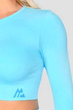 Evolve Seamless Crop - Neon Sky -MONTIREX CLOHTING SALE EvolveCoreSeamlessLsCrop NeonSky close