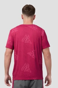 Geo M Print T-Shirt - Cherry 7 Geo M Print T-Shirt - Cherry -MONTIREX CLOHTING SALE GEO M PRINT T SHIRt CERISE CLOSE B