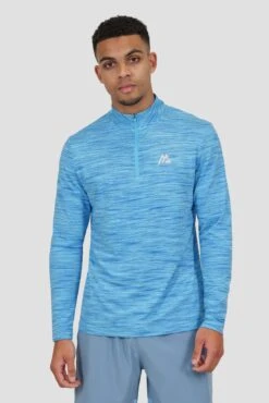 Trail 1/4 Zip - Neon Blue Multi