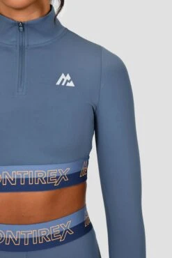 Icon Contrast 1/4 Zip - Greyed Indigo/Province/Agency -MONTIREX CLOHTING SALE ICON CONTRAST 2.0 1 4 ZIP GREYED INDIGO PROVINCE AGENCY logo detail