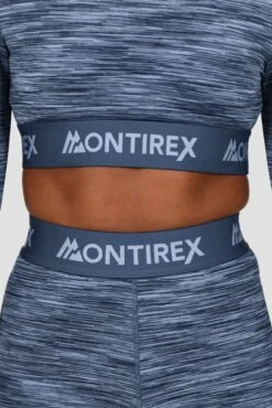 Icon Lite Long Sleeve Crop Top - Deep Indigo/Province/Greyed Indigo -MONTIREX CLOHTING SALE ICON CONTRAST 2.0 CROP DEEP INDIGO PROVINCE GREYED INDIGO band detail