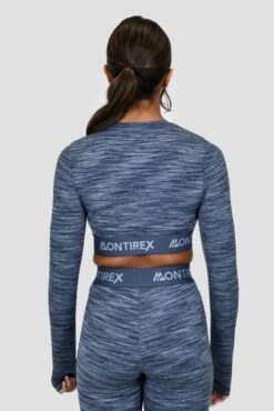 Icon Lite Long Sleeve Crop Top - Deep Indigo/Province/Greyed Indigo -MONTIREX CLOHTING SALE ICON CONTRAST 2.0 CROP DEEP INDIGO PROVINCE GREYED INDIGO close back