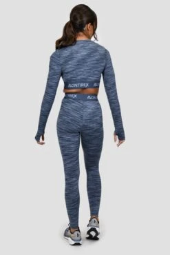 Icon Lite Long Sleeve Crop Top - Deep Indigo/Province/Greyed Indigo -MONTIREX CLOHTING SALE ICON CONTRAST 2.0 CROP DEEP INDIGO PROVINCE GREYED INDIGO full back