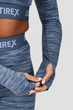 Icon Lite Long Sleeve Crop Top - Deep Indigo/Province/Greyed Indigo -MONTIREX CLOHTING SALE ICON CONTRAST 2.0 CROP DEEP INDIGO PROVINCE GREYED INDIGO sleeve detail