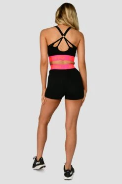 Icon Contrast Sports Bra - Black/Neon Pink/Fiery Orange -MONTIREX CLOHTING SALE ICON CONTRAST SPORTS BRA BLACK NEON PINK FIERY ORANGE back