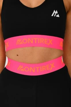 Icon Contrast Sports Bra - Black/Neon Pink/Fiery Orange -MONTIREX CLOHTING SALE ICON CONTRAST SPORTS BRA BLACK NEON PINK FIERY ORANGE band detail