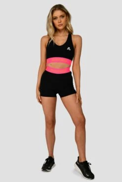 Icon Contrast Sports Bra - Black/Neon Pink/Fiery Orange -MONTIREX CLOHTING SALE ICON CONTRAST SPORTS BRA BLACK NEON PINK FIERY ORANGE front