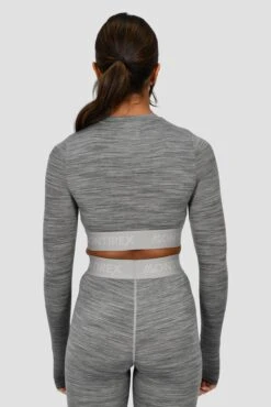 Icon Lite Long Sleeve Crop Top - Basalt/Nocturnal/Storm -MONTIREX CLOHTING SALE ICON LITE LS CROP BASALT NOCTURNAL STORM close back