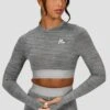 Icon Lite Long Sleeve Crop Top - Basalt/Nocturnal/Storm -MONTIREX CLOHTING SALE ICON LITE LS CROP BASALT NOCTURNAL STORM close front