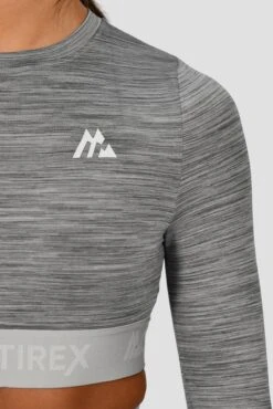 Icon Lite Long Sleeve Crop Top - Basalt/Nocturnal/Storm -MONTIREX CLOHTING SALE ICON LITE LS CROP BASALT NOCTURNAL STORM logo