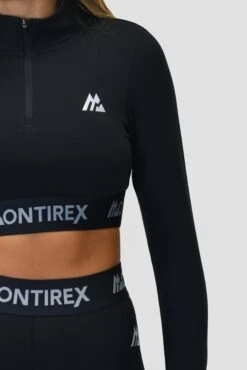 Icon 1/4 Zip - Black -MONTIREX CLOHTING SALE ICON1.4ZIPTOPBLACKlogodetail