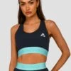 Icon Contrast Sports Bra - Midnight Blue/Arctic Blue/Neon Sky