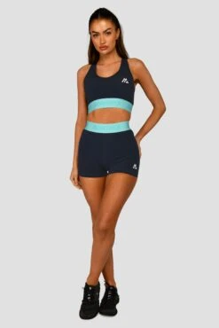 Icon Contrast Sports Bra - Midnight Blue/Arctic Blue/Neon Sky -MONTIREX CLOHTING SALE ICONCONTRASTSPORTSBRA NEONSKY MIDNIGHTBLUE FULLFRONT
