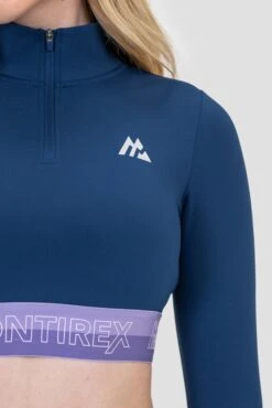 Icon Contrast 1/4 Zip - Agency/Occitania/Lavandula -MONTIREX CLOHTING SALE Icon Contrast 1 4 Zip Agency Occitania Lavandula logo detail