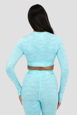 Icon Lite Long Sleeve Crop - Neon Sky/Summer Sky/Blue Icing -MONTIREX CLOHTING SALE Icon Lite Ls Crop Bluefish Tropical Breeze Spun Sugar Cooling Spray close back