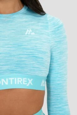 Icon Lite Long Sleeve Crop - Neon Sky/Summer Sky/Blue Icing -MONTIREX CLOHTING SALE Icon Lite Ls Crop Bluefish Tropical Breeze Spun Sugar Cooling Spray logo