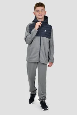 Boys Mesa Hybrid Jacket - Platinum Grey/Midnight Blue -MONTIREX CLOHTING SALE MESA JACKET PLATINUM GREY MIDNIGHT BLUE full front