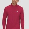 Peak Gridded 1/4 Zip - Spiced Cherry -MONTIREX CLOHTING SALE PEAK GRIDDED 1 4 ZIP CHERRIES JUBILEE close front 1