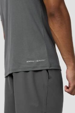 Peak Gridded Polartec® T-Shirt - Cement Grey -MONTIREX CLOHTING SALE PEAK GRIDDED SHIRT GREY 6