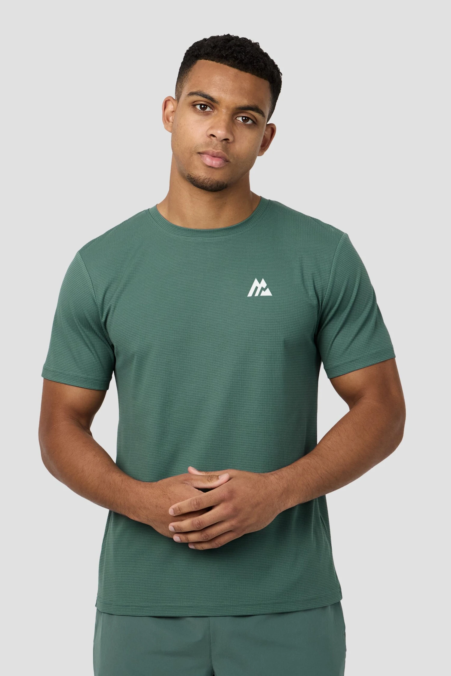 Peak Gridded Polartec® T-Shirt - Dolphin Peak Gridded Polartec® T-Shirt - Dolphin -MONTIREX CLOHTING SALE PEAK GRIDDED T SHIRT SILVER PINE CLOSE FRONT scaled