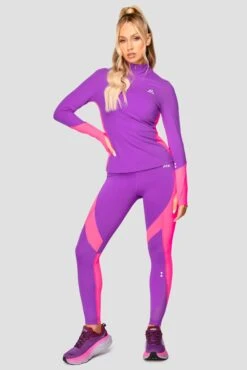 Power Panelled 1/4 Zip - Electric Purple/Pink -MONTIREX CLOHTING SALE POWERPANELLED1 4ZIP ElectricPurple Pink front