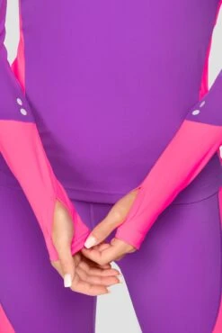 Power Panelled 1/4 Zip - Electric Purple/Pink -MONTIREX CLOHTING SALE POWERPANELLED1 4ZIP ElectricPurple Pink sleevedetail