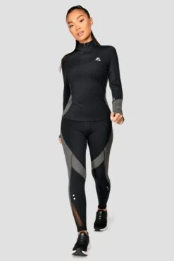 Power Panelled Legging - Black/Dark Slate Grey -MONTIREX CLOHTING SALE POWERPANELLEDLEGGING Black DarkSlate fullfront
