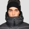Peak Pom Beanie Hat - Black/Jet Grey 1 Peak Pom Beanie Hat - Black/Jet Grey -MONTIREX CLOHTING SALE PeakPomBeanieHat Black JetGrey Front
