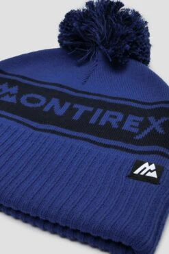 Peak Pom Beanie Hat - Space Blue/Midnight Blue -MONTIREX CLOHTING SALE PeakPomBeanieHat SpaceBlue MidnightBlue close