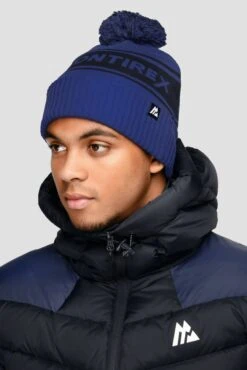Peak Pom Beanie Hat - Space Blue/Midnight Blue