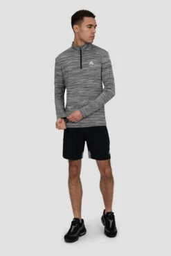 Trail 1/4 Zip - Black/Grey Multi -MONTIREX CLOHTING SALE TRAIL 1 4 ZIP BLACK GREY WHITE full front
