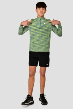 Junior Trail 2.0 1/4 Zip - Neon Blue/Lime -MONTIREX CLOHTING SALE TRAIL 2.0 1 4 ZIP NEON BLUE AZURE BLUE LIME FROST front