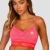 Trail Icon Bra Top- Neon Pink/Red -MONTIREX CLOHTING SALE TRAIL ICON BRA TOP NEON PINK MAGENTA PINK PUNCH SHOCKING PINK FIESTA RED CLOSE FRONT