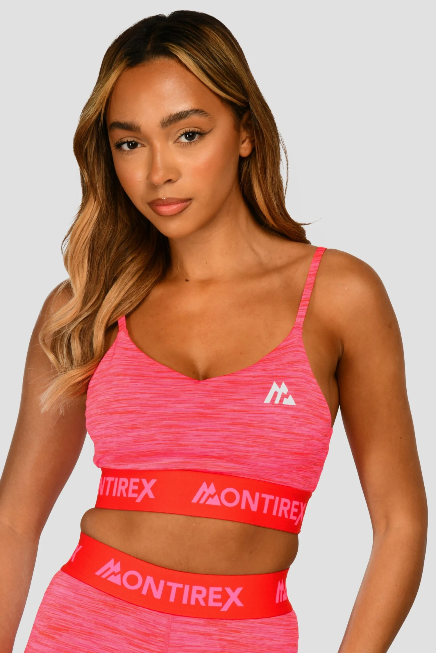 Trail Icon Bra Top- Neon Pink/Red Trail Icon Bra Top- Neon Pink/Red -MONTIREX CLOHTING SALE TRAIL ICON BRA TOP NEON PINK MAGENTA PINK PUNCH SHOCKING PINK FIESTA RED CLOSE FRONT scaled