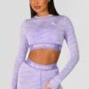 Trail Icon Long Sleeve Crop Top - Lilac Multi -MONTIREX CLOHTING SALE TRAIL ICON LS CROP LILAC BLOOM MAGNOLIA PEARLY HEATHER AMETHYST close front