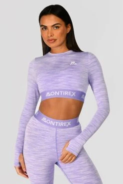 Trail Icon Long Sleeve Crop Top - Lilac Multi