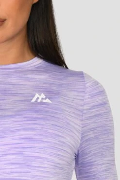 Trail Icon Long Sleeve Crop Top - Lilac Multi -MONTIREX CLOHTING SALE TRAIL ICON LS CROP LILAC BLOOM MAGNOLIA PEARLY HEATHER AMETHYST logo detail
