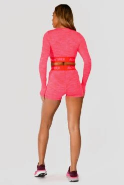 Trail Icon Long Sleeve Crop - Neon Pink/Red -MONTIREX CLOHTING SALE TRAIL ICON LS CROP NEON PINK MAGENTA PINK PUNCH SHOCKING PINK FIESTA RED back