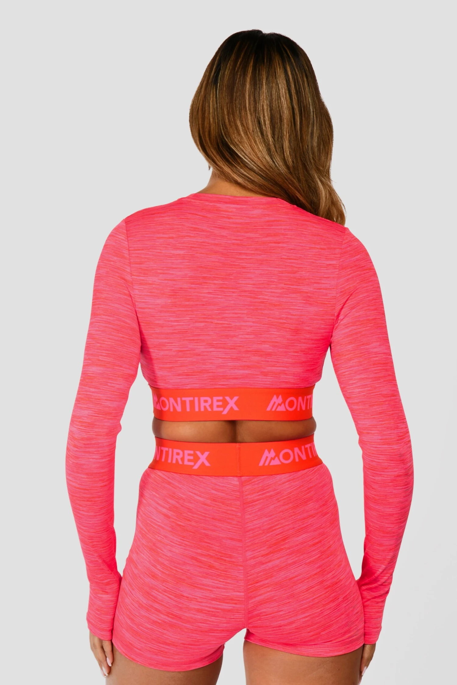 Trail Icon Long Sleeve Crop - Neon Pink/Red Trail Icon Long Sleeve Crop - Neon Pink/Red -MONTIREX CLOHTING SALE TRAIL ICON LS CROP NEON PINK MAGENTA PINK PUNCH SHOCKING PINK FIESTA RED close back scaled