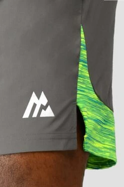 Trail Panel 2.0 Short - Grey/OG Neon/Green -MONTIREX CLOHTING SALE TRAIL PANEL 2.0 SHORT CEMENT GREY OG NEON PERSIAN GREEN NEON BLUE side detail CROP IN PLS