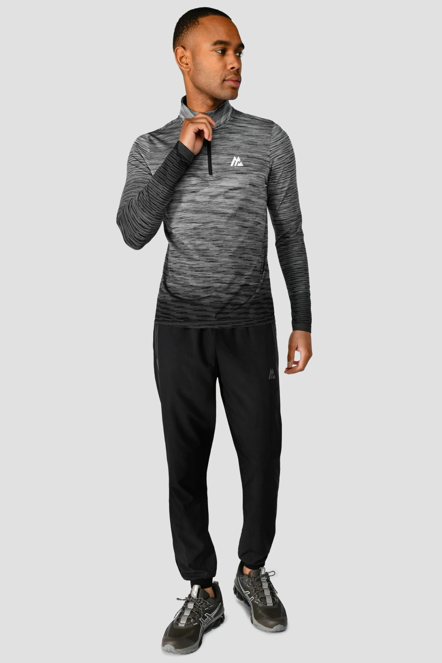 Trail Seamless 1/4 Zip - Black/Grey Multi Trail Seamless 1/4 Zip - Black/Grey Multi -MONTIREX CLOHTING SALE TRAIL SEAMLESS 1 4 ZIP BLACK WHITE CEMENT GREY Full front scaled