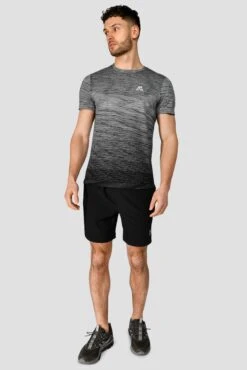Trail Seamless T-Shirt - Black/Grey Multi -MONTIREX CLOHTING SALE TRAIL SEAMLESS TEE BLACK WHITE CEMENT GREY full front