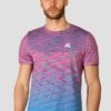 Trail Seamless T-Shirt - Pink/Blue -MONTIREX CLOHTING SALE TRAIL SEAMLESS TEE HIBISCUS MAYA BLUE close front