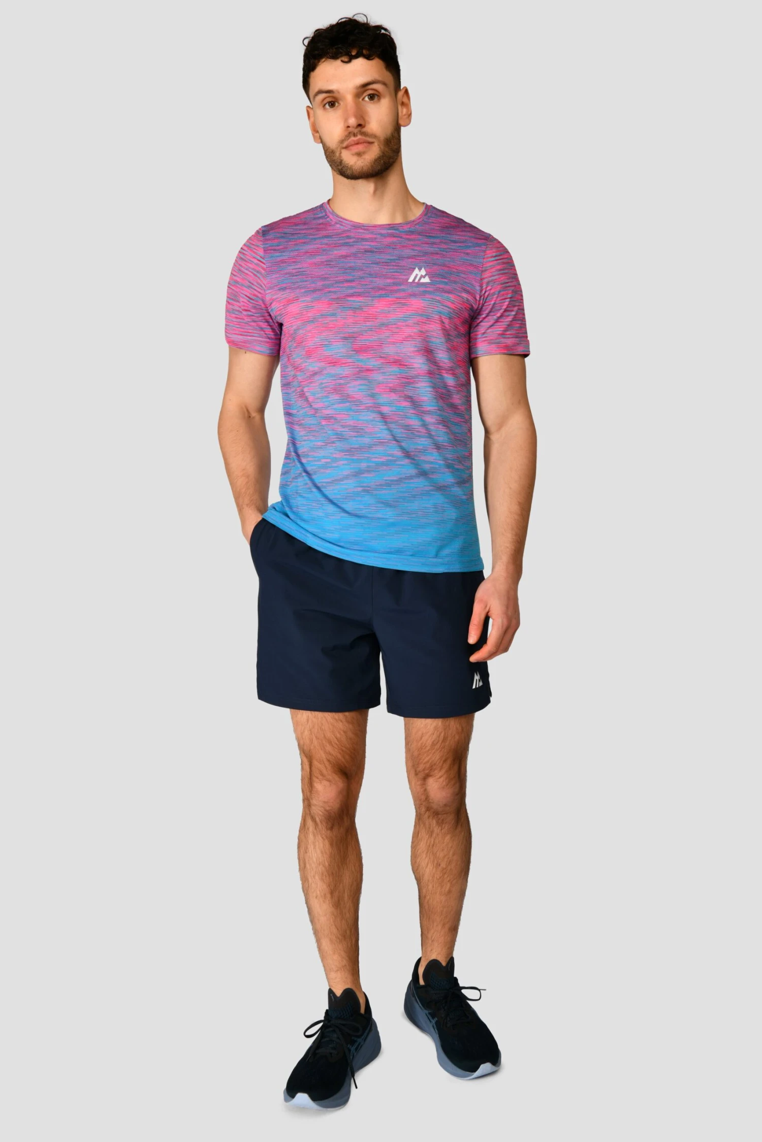 Trail Seamless T-Shirt - Pink/Blue Trail Seamless T-Shirt - Pink/Blue -MONTIREX CLOHTING SALE TRAIL SEAMLESS TEE HIBISCUS MAYA BLUE front scaled