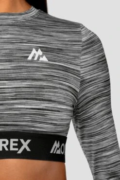 Trail Icon Long Sleeve Crop - Black/Grey Multi -MONTIREX CLOHTING SALE Trail Icon LS Crop GREY BLACK WHITE Close logo