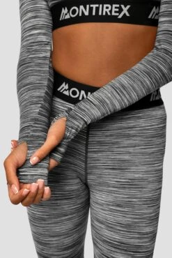 Trail Icon Long Sleeve Crop - Black/Grey Multi -MONTIREX CLOHTING SALE Trail Icon LS Crop GREY BLACK WHITE Sleeve detail